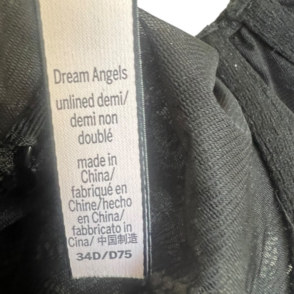 Victoria’s Secret Dream Angels Unlined Demi Bra Black Lace 34D EUC - Picture 6 of 6